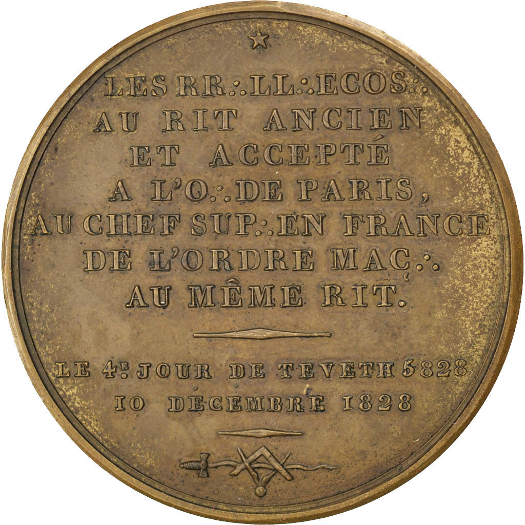 France, Medal, Masonic, Suprême Conseil de France, Duc de Choisel, Paris, 1828