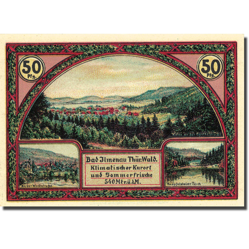Geldschein, Deutschland, Llmenau, 50 Pfennig, sport d'hiver, 1921, UNZ-