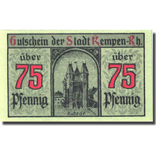 Banknote, Germany, Kempen, 75 Pfennig, château 3, 1920 green UNC(63) Mehl 689.1