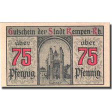 Banknote, Germany, Kempen, 75 Pfennig, château 5, 1920 purple UNC(63) Mehl 689.1
