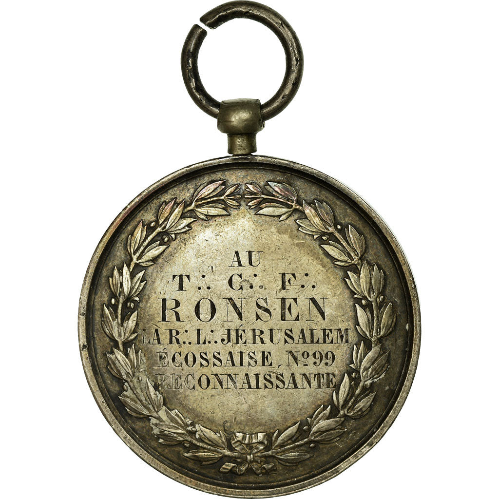 France, Medal, Masonic, Loge Ecossaise de Jérusalem, 1849, AU(50-53), Silver