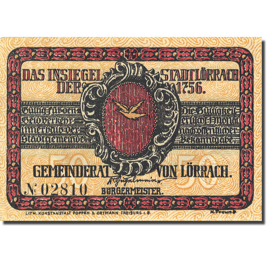 Banknote, Germany, Lörrach, 50 Pfennig, personnage 2, 1922, UNC(63), Mehl:813.1