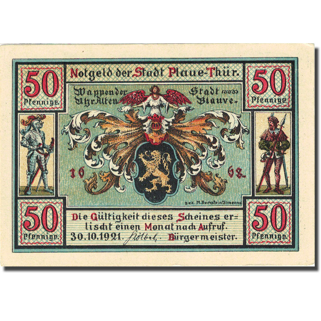 Banknote, Germany, Plaue-Thür, 50 Pfennig village 1921-10-30 UNC(63) Mehl 1062.1