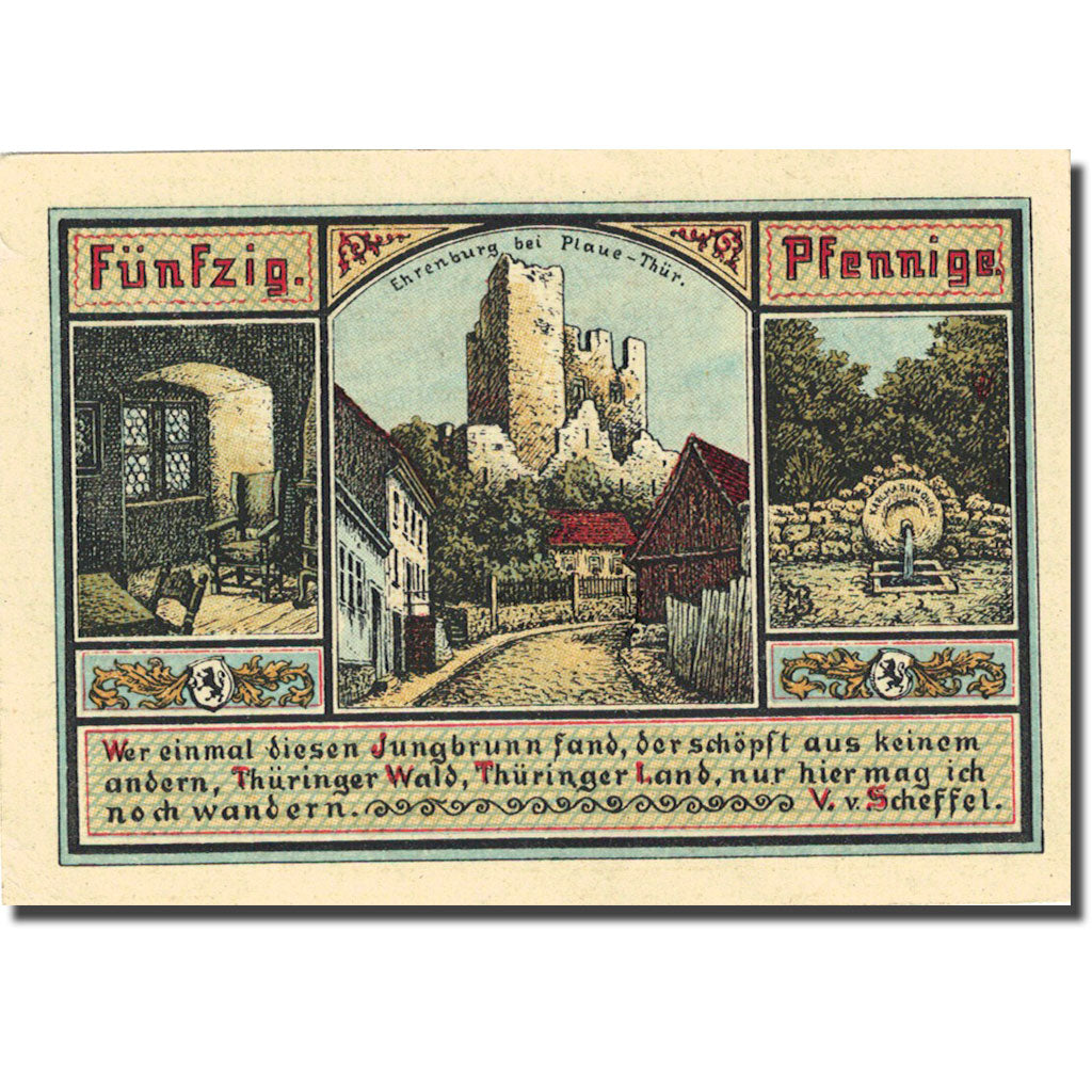 Banknote, Germany, Plaue-Thür, 50 Pfennig village 1921-10-30 UNC(63) Mehl 1062.1