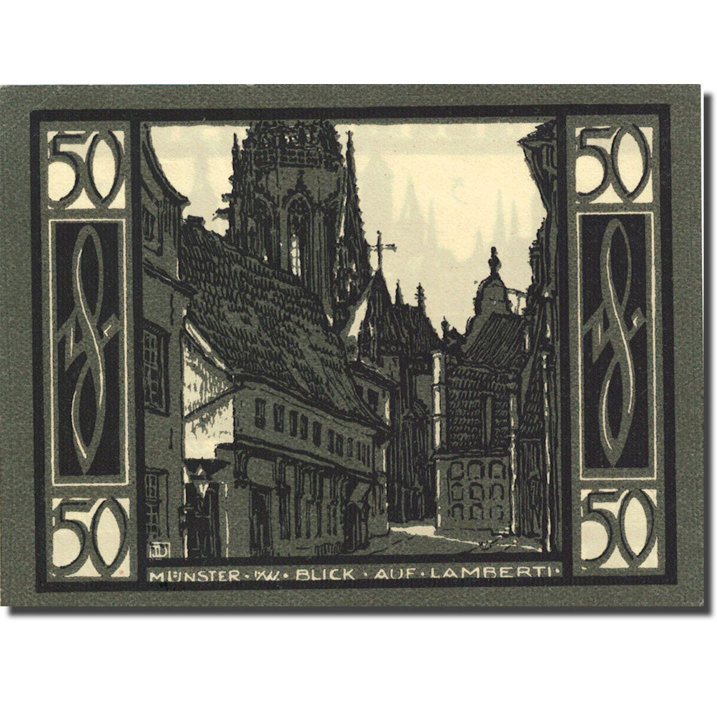Banknote, Germany, Münster, 50 Pfennig, Eglise 1921-08-01 UNC(63) Mehl 916.1