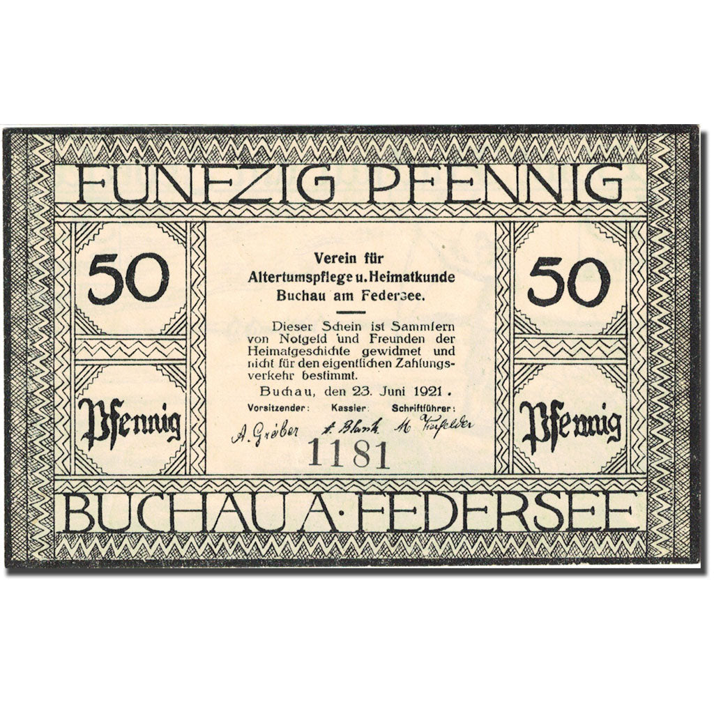 Banconote, Germania, Buchau am Federsee, 50 Pfennig 1921 SPL Mehl 197.1