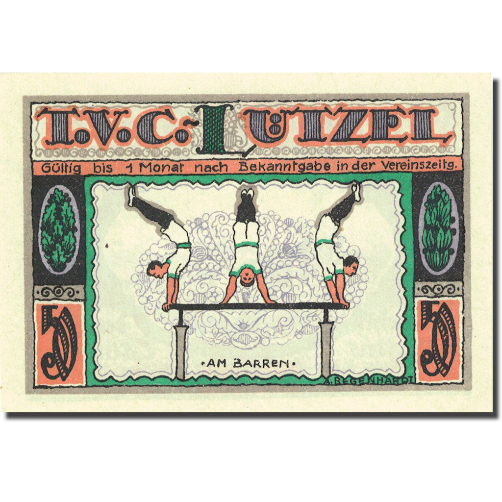Banknote, Germany Coblenz-Lützel 50 Pfennig, gymnastes, 1921, UNC(63) Mehl 234.1