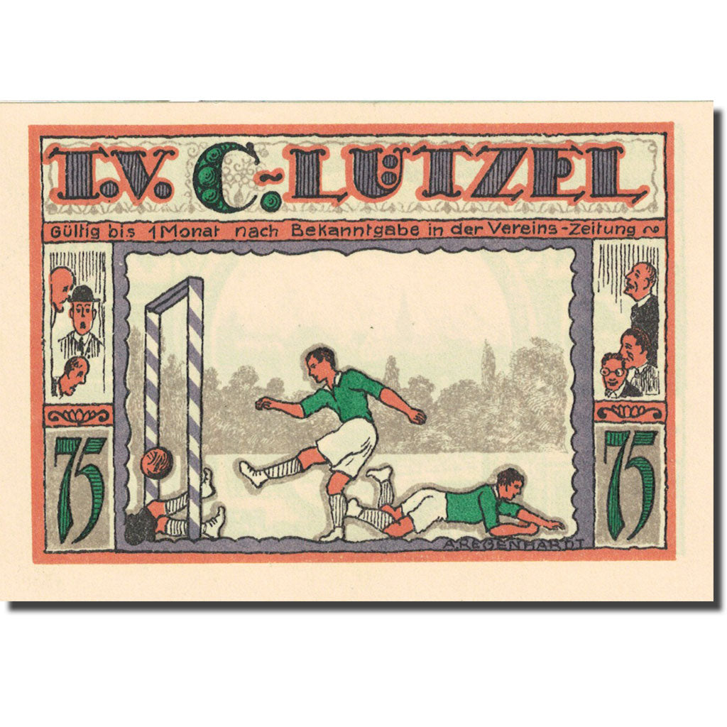 Banknote, Germany, Coblenz-Lützel 75 Pfennig, football, 1921, UNC(63) Mehl 234.1