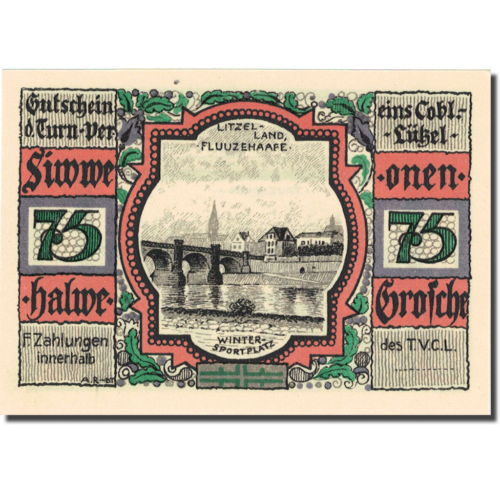 Banconote, Germania, Coblenz-Lützel, 75 Pfennig, adversaires 1921 SPL Mehl 234.1