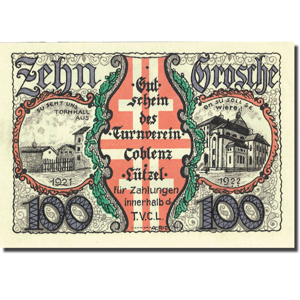 Banknote, Germany, Coblenz-Lützel, 1 Mark, football, 1921, UNC(63), Mehl:234.1