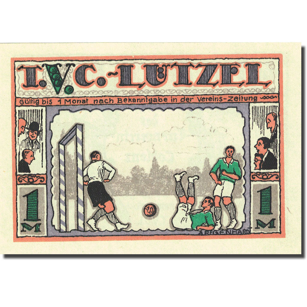 Banknote, Germany, Coblenz-Lützel, 1 Mark, football, 1921, UNC(63), Mehl:234.1