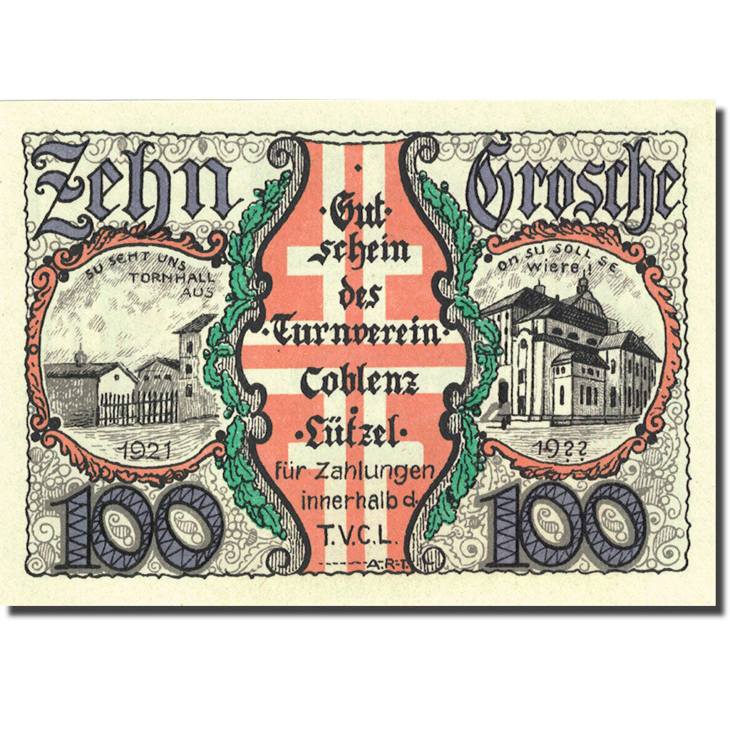 Banknote, Germany, Coblenz-Lützel, 1 Mark, équipe, 1921, UNC(63), Mehl:234.1