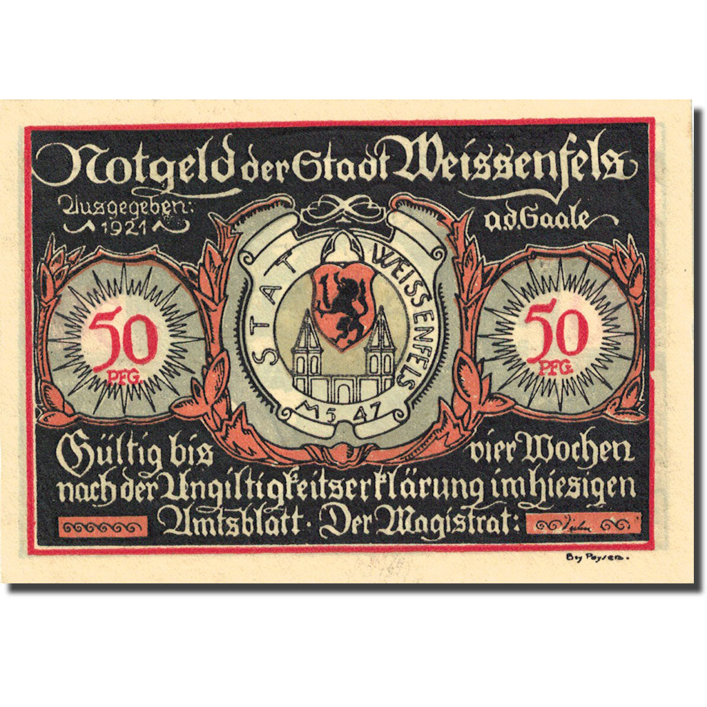 Banknote, Germany Weissenfels 50 Pfennig personnage 3, 1921 UNC(63) Mehl 1403.2