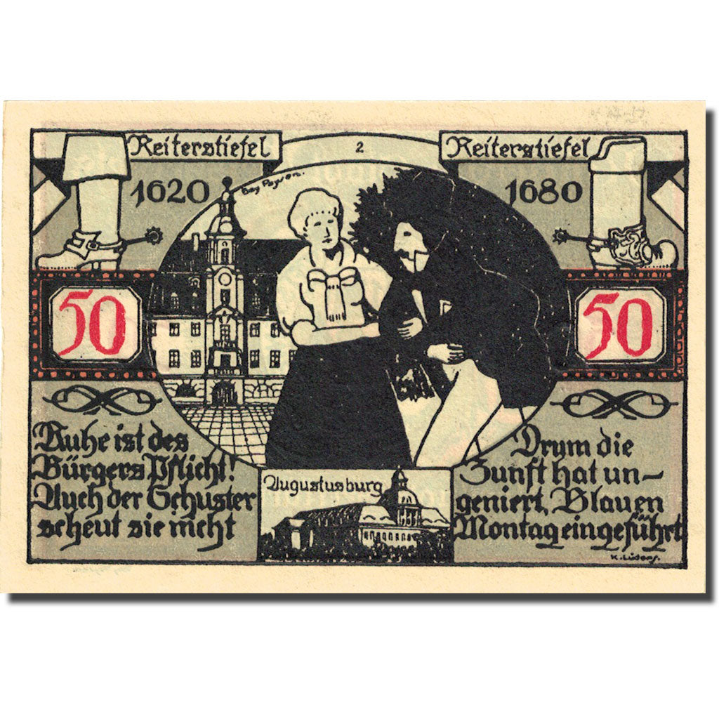 Banknote, Germany Weissenfels 50 Pfennig personnage 3, 1921 UNC(63) Mehl 1403.2
