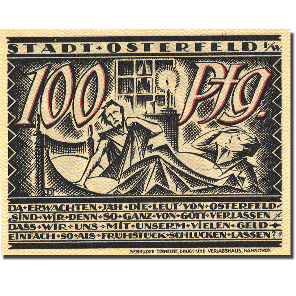Billet, Allemagne, Osterfeld, 100 Pfennig, personnage 3, 1921 SPL Mehl 1033.1