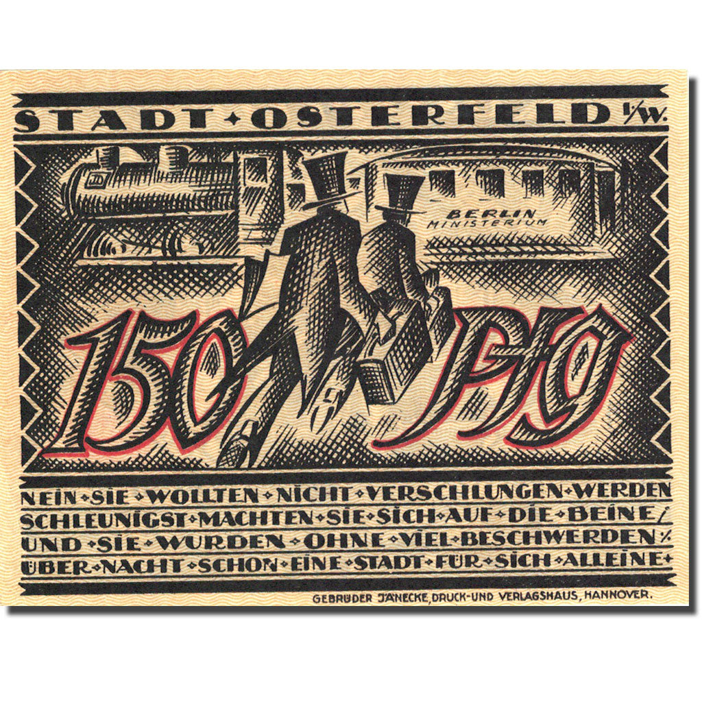 Geldschein Deutschland Osterfeld 150 Pfennig personnage 4, 1921 UNZ- Mehl 1033.1