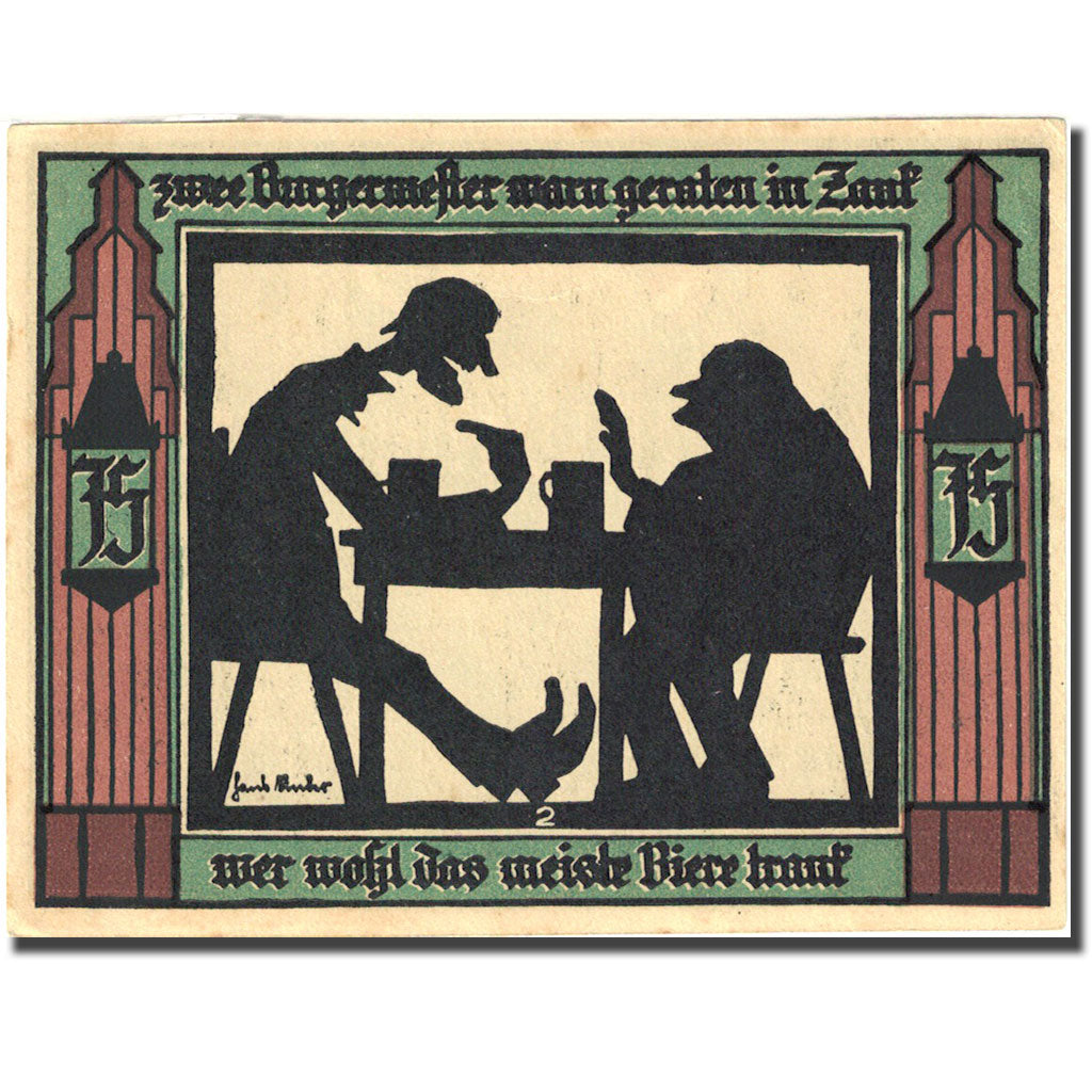 Banconote, Germania, Glauchau, 75 Pfennig, personnage, 1921 SPL Mehl 436.1