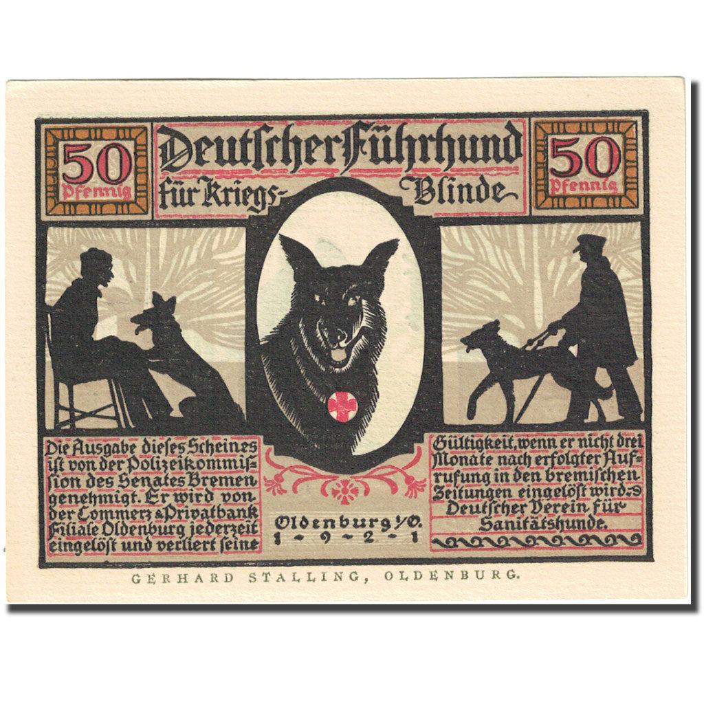 Banknote Germany Oldenburg 50 Pfennig personnage 3, 1921 UNC(63) Mehl 1016.1a