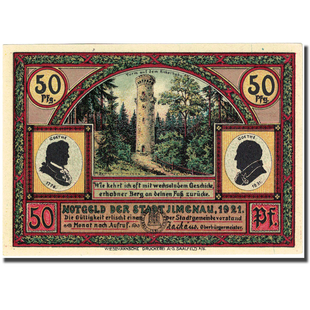 Banknote, Germany, ilmenau, 50 Pfennig, Forêt, 1921, UNC(63), Mehl:643.4