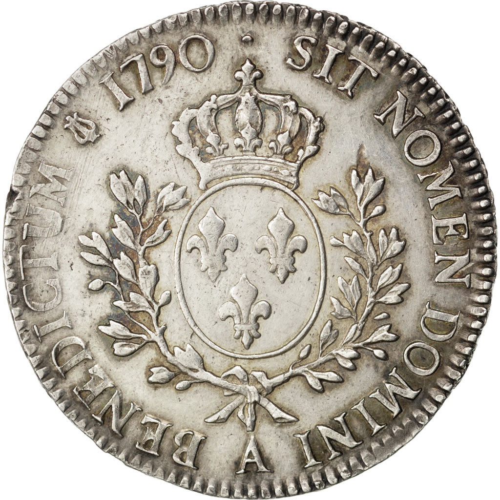 FRANCE, Écu aux branches d'olivier, ECU, 1790, Paris, KM #564.1, EF(40-45), ...