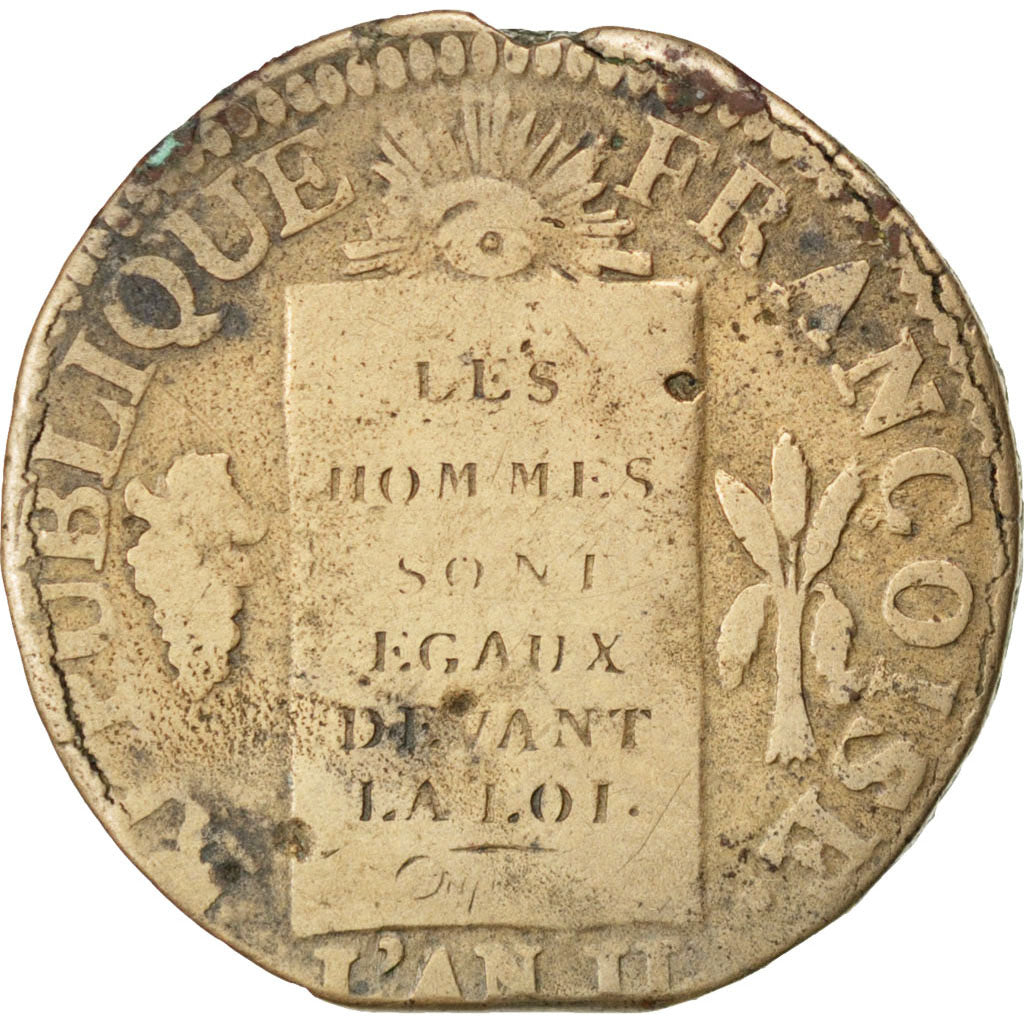 FRANCE, Sol, 1793, Dijon, VF(20-25), Bronze, Gadoury #19, 12.40