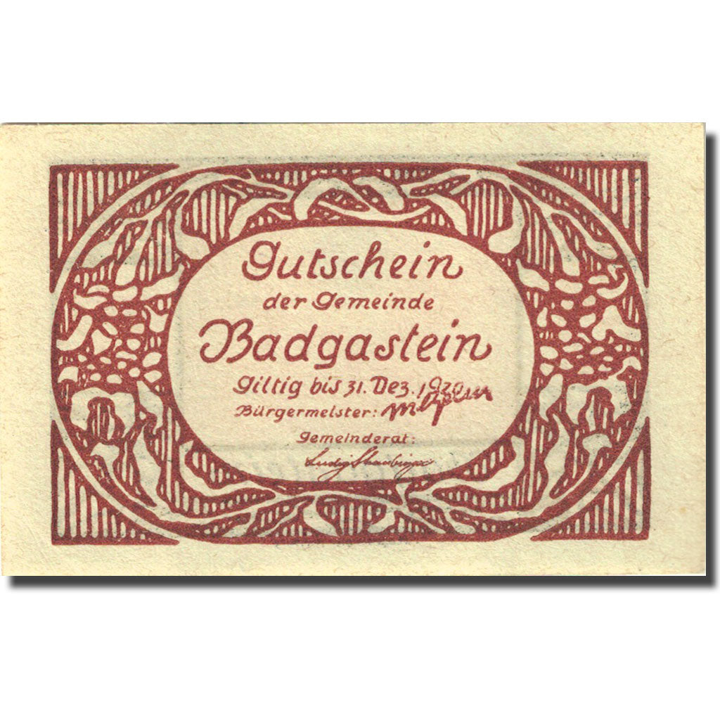 Banknote, Austria, Bad Gastein, 30 Heller, montagne, 1920-12-31 orange UNC(63)