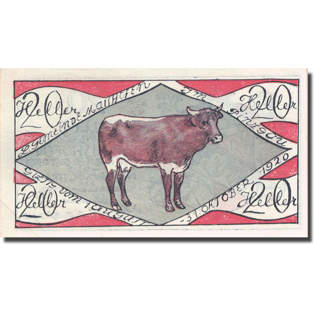 Banknote, Austria, Maishofen, 20 Heller, animaux 1, 1920, 1920-10-31, UNC(63)