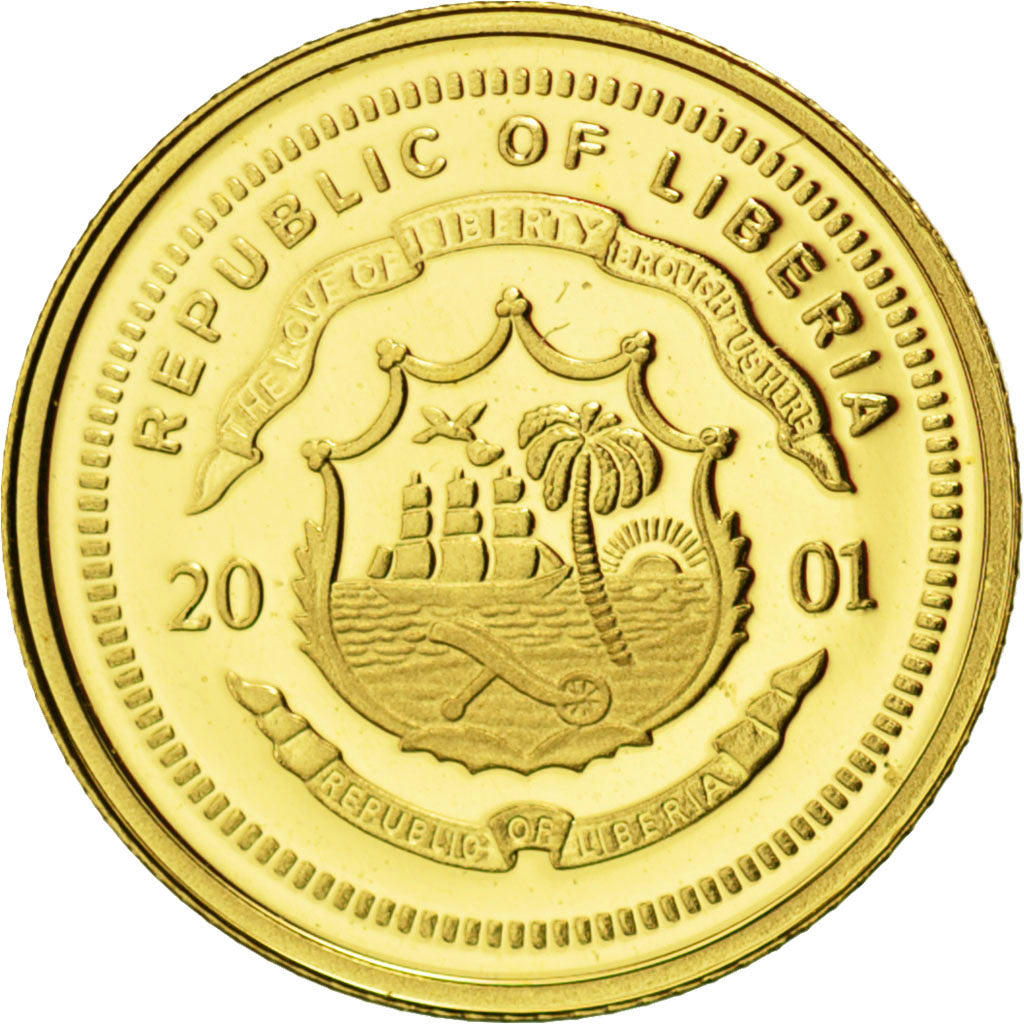 LIBERIA, 25 Dollars, 2001, KM #995, MS(65-70), Gold, 11, 0.73