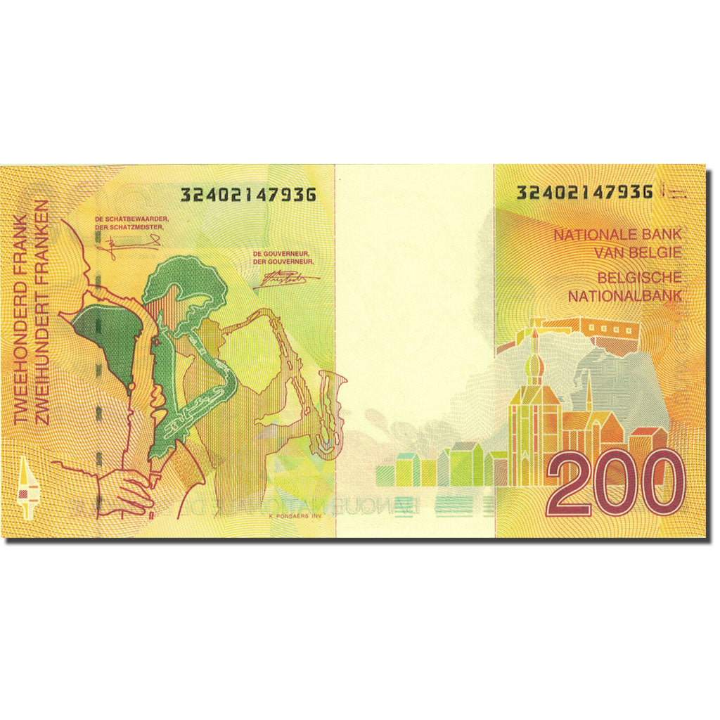 Banknote, Belgium, 200 Francs, 1994-1997, Undated (1995), KM:148, UNC(65-70)