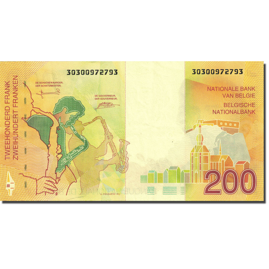 Banknote, Belgium, 200 Francs, 1994-1997, Undated (1995), KM:148, AU(55-58)