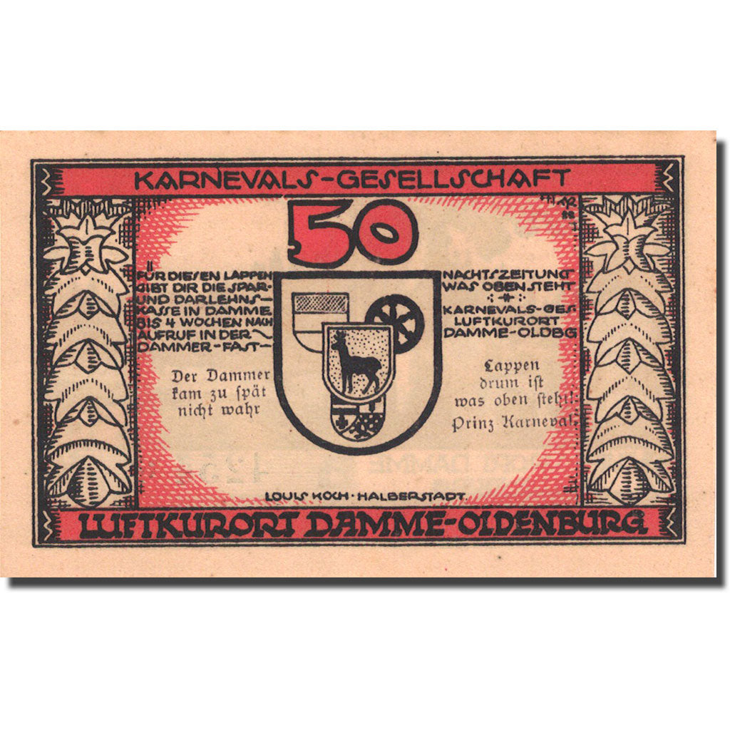 Banknote, Germany, Damme, 50 Pfennig, Forêt, 1922, UNC(63), Mehl:255.1a