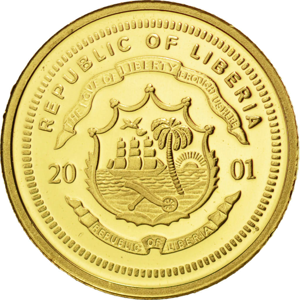 Liberia, 25 Dollars, 2001, MS(65-70), Gold, 0.73