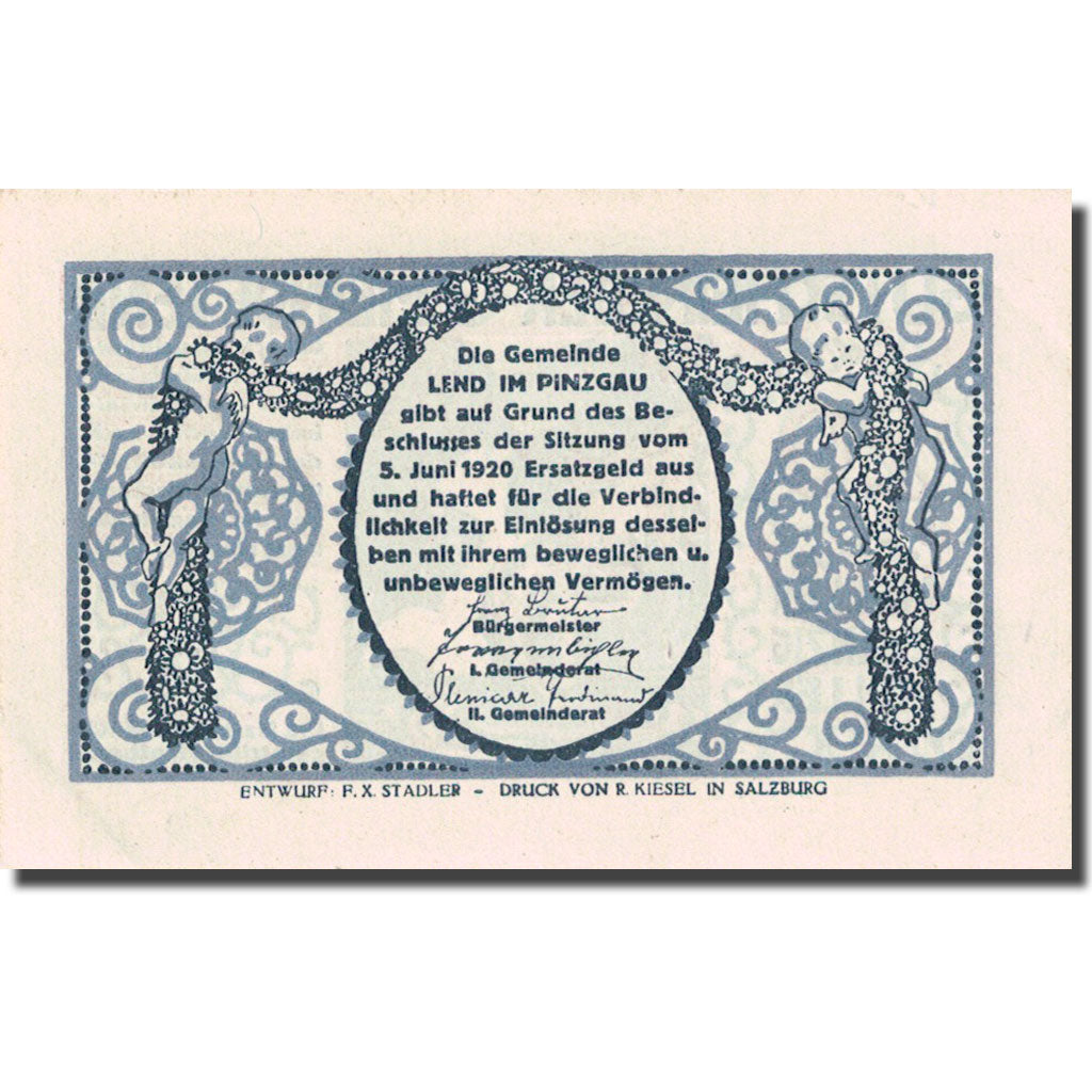 Biljet, Oostenrijk, Lend, 20 Heller, cascade, 1920, 1920-06-05 pink SPL