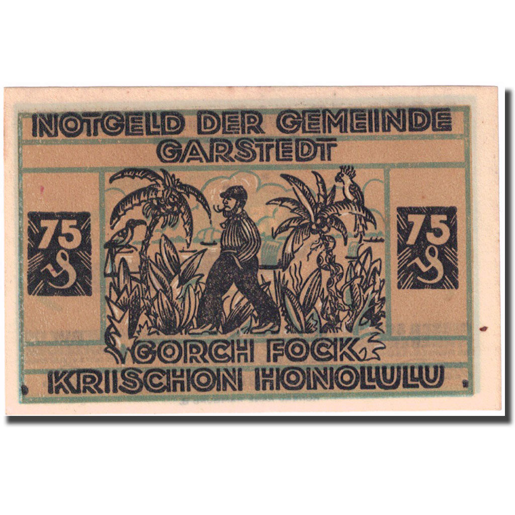 Biljet, Duitsland, Garstedt, 75 Pfennig, personnage 1, 1920, SPL, Mehl:408.1a