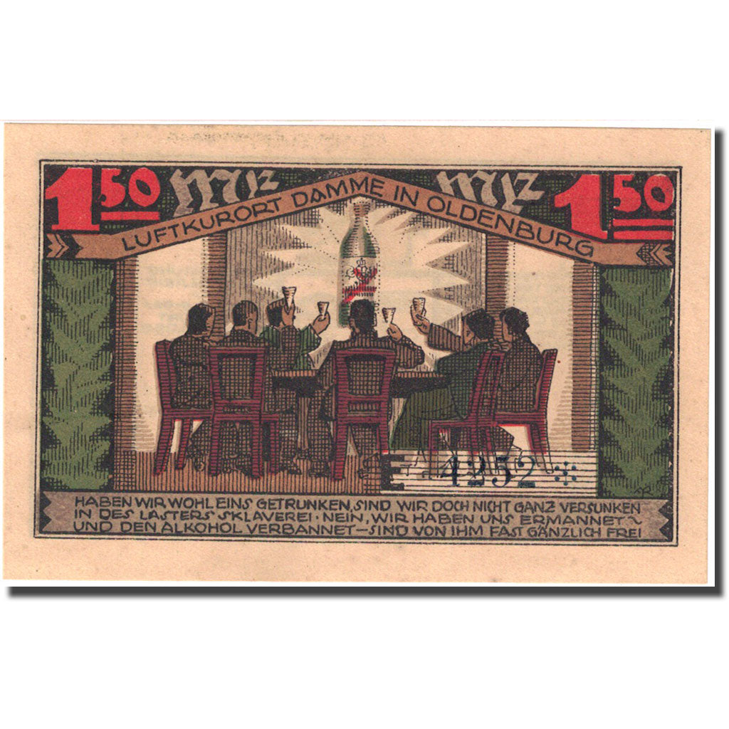 Banknote, Germany, Damme, 1.5 Mark, personnage, 1922, UNC(63), Mehl:255.1a
