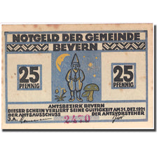 Banknote, Germany, Bevern, 25 Pfennig, lapin, 1921 AU(55-58) Mehl 97.1a