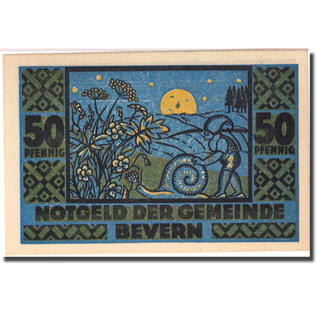 Banknote, Germany, Bevern, 50 Pfennig, escargot, 1921 UNC(63) Mehl 97.1a