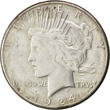 UNITED STATES, Peace Dollar, Dollar, 1924, U.S. Mint, KM #150, EF(40-45),...
