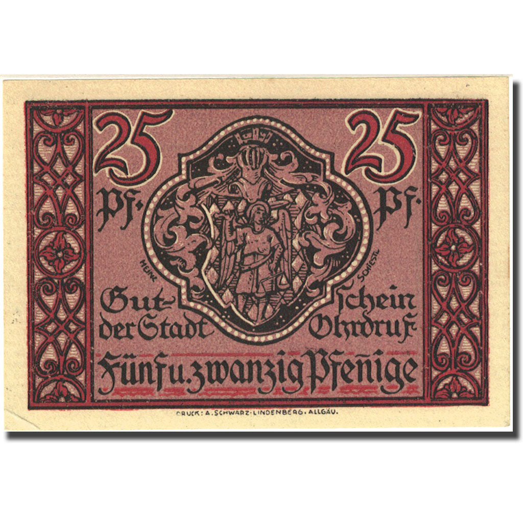 Banknote, Germany, Ohrdruf, 25 Pfennig Eglise 1, 1921-03-01 UNC(63) Mehl 1012.2b