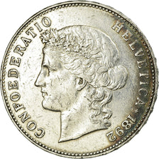 Moneda, Suiza, 5 Francs, 1892, Bern, MBC, Plata, KM:34