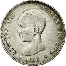 Moneda, España, Alfonso XIII, 5 Pesetas, 1890, Madrid, MBC, Plata, KM:689