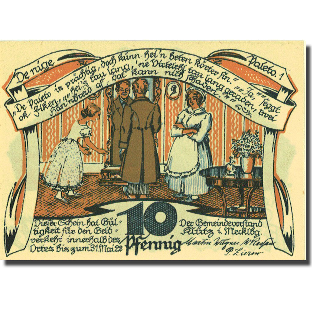 Billet, Allemagne, Klütz, 10 Pfennig, hibou, 1922, 1922-05-31, SPL, Mehl:709.1