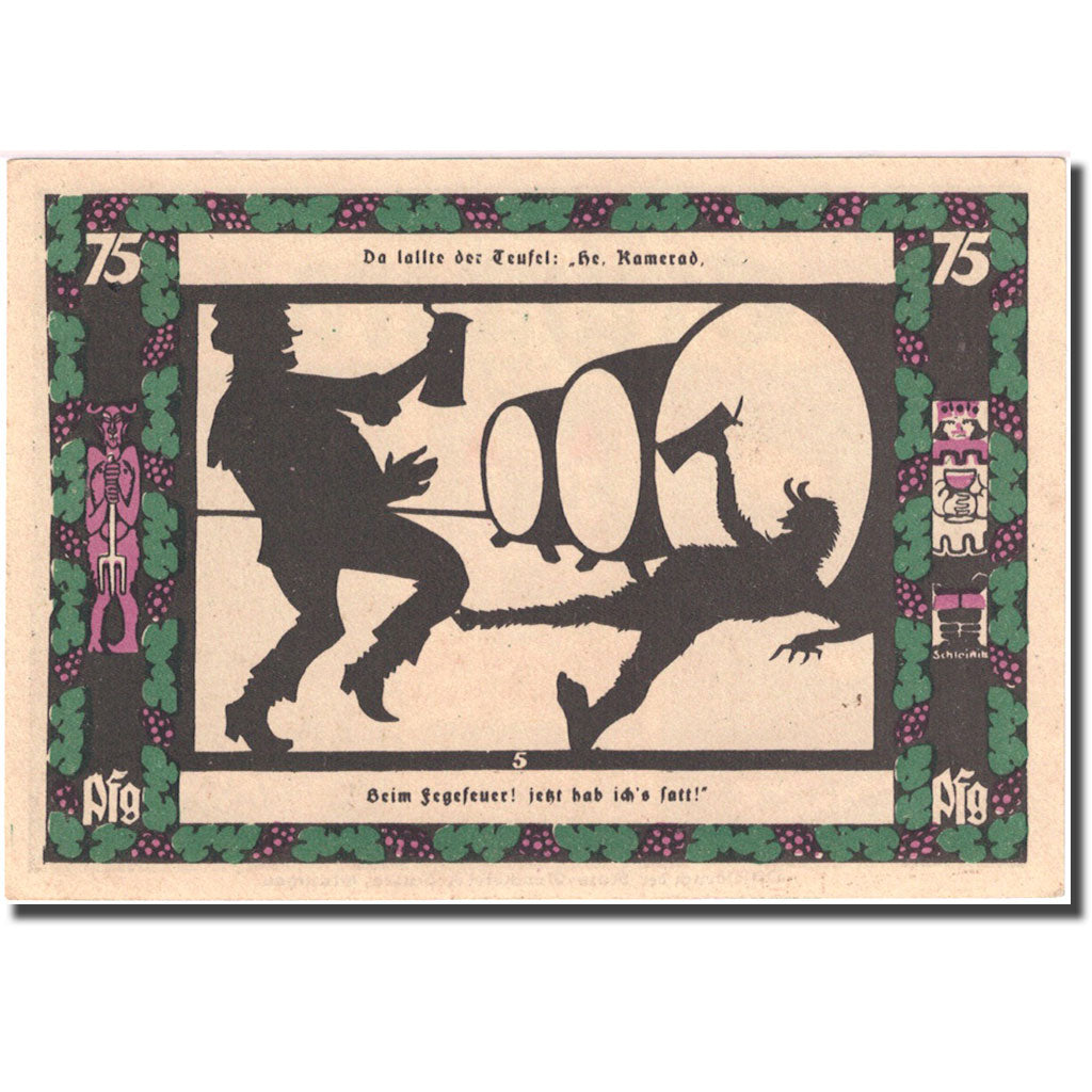 Banknote, Germany, Grünberg, 75 Pfennig personnage 1921 UNC(63) Mehl 489.2