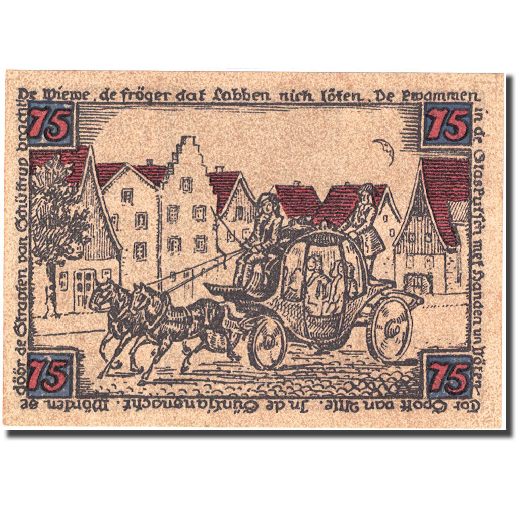 Banknote, Germany, Schüttorf, 75 Pfennig, personnage, 1921 UNC(63) Mehl 1202.1