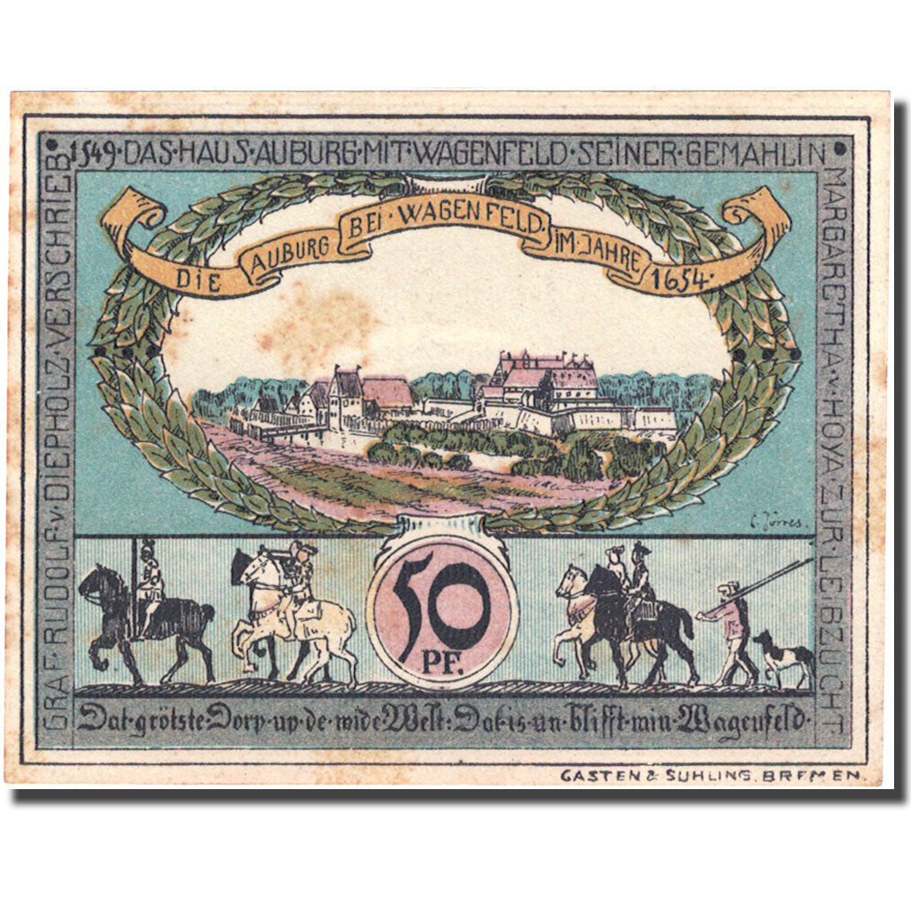 Geldschein, Deutschland, Diepholz, 50 Pfennig, château, 1921 VZ Mehl 273.3a