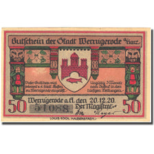 Banknote, Germany, Wernigerode, 50 Pfennig, château, 1920 UNC(63) Mehl 1407.1