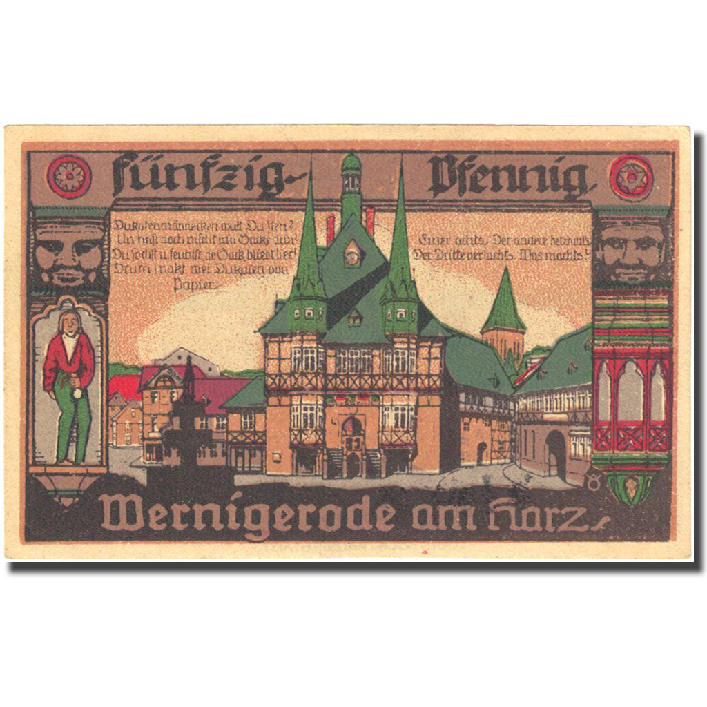 Banknote, Germany, Wernigerode, 50 Pfennig, château, 1920 UNC(63) Mehl 1407.1