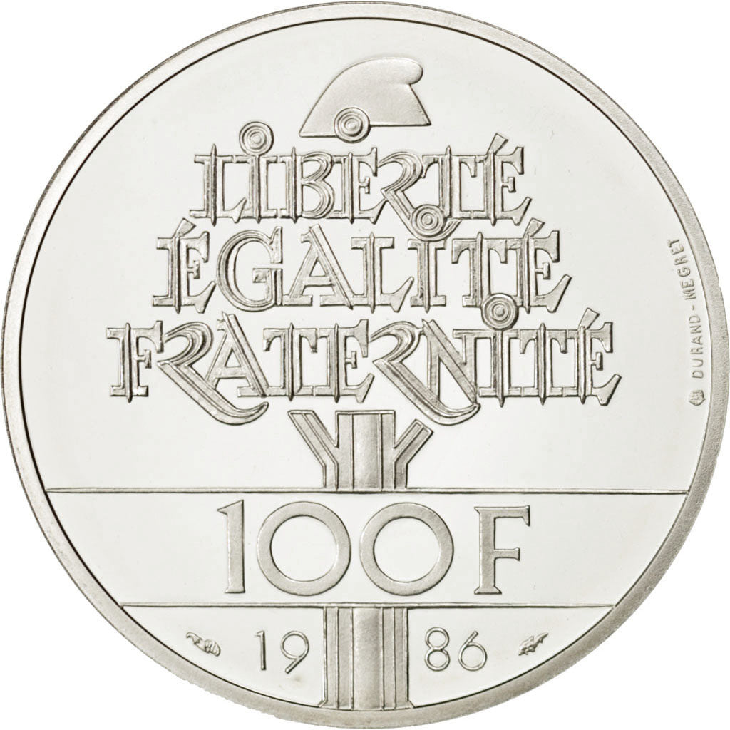 FRANCE, 100 Francs, 1986, KM #960a, MS(65-70), Silver, Gadoury #901, 15.00