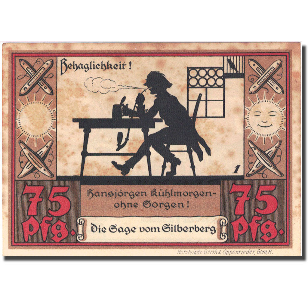 Banknote, Germany, Wünschendorf 75 Pfennig personnage 1921 EF(40-45) Mehl 1457.2