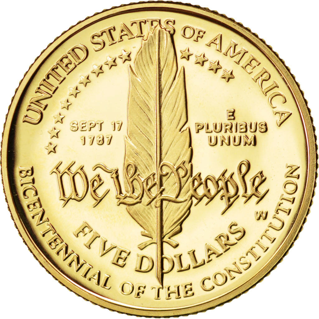 Moneta, Stati Uniti, $5, Half Eagle, 1987, U.S. Mint, West Point, FDC, Oro